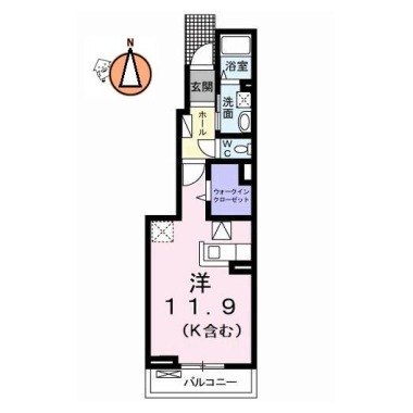 エルハーベン加茂宮B 102の間取り図