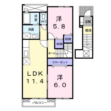 プレ ブリッジ シェトワ II 202の間取り図