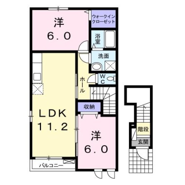 Villa鶴島A 201の間取り図