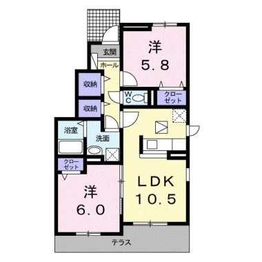 カーサ・セレーノA 101の間取り図