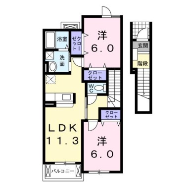 パークサイド前山 B 202の間取り図