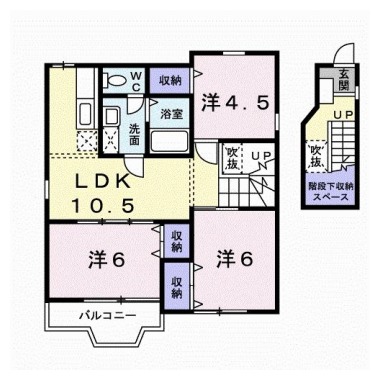 クィーンパレスTADA．A棟 201の間取り図