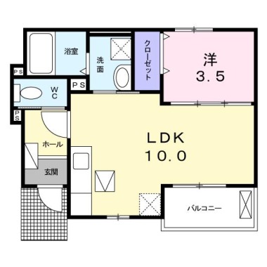 サンライズ 矢三 102の間取り図