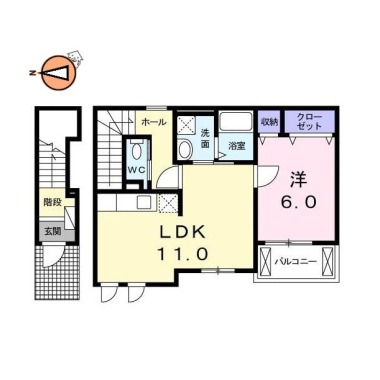 サンライズ 矢三 202の間取り図