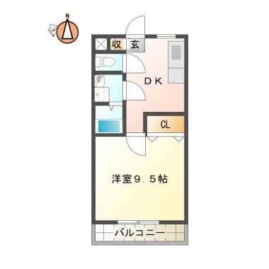 中常三島町 マンション 1DK 104の間取り図