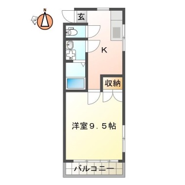 中常三島町 マンション 1DK 301の間取り図