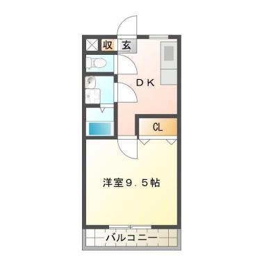 中常三島町 マンション 1DK 304の間取り図