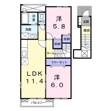 プレ ブリッジ シェトワ I 203の間取り図