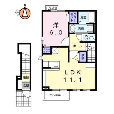 アンソレイエB 201の間取り図