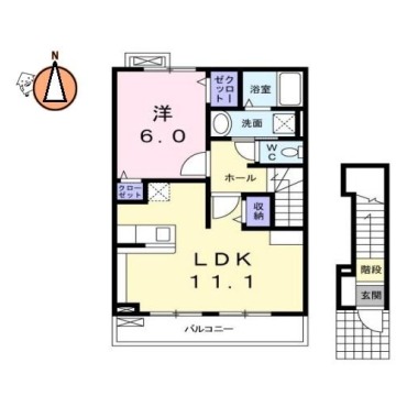 アンソレイエB 202の間取り図