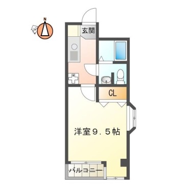 中常三島町 マンション 1DK 102の間取り図