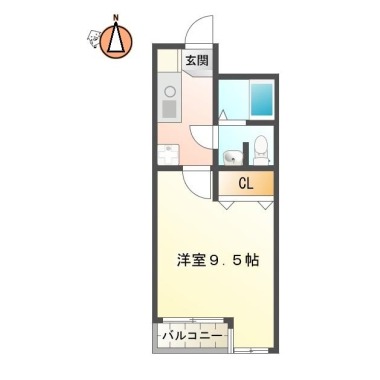 中常三島町 マンション 1DK 203の間取り図