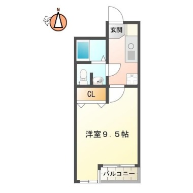 中常三島町 マンション 1DK 303の間取り図