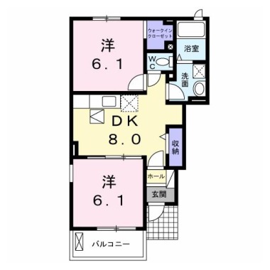 ホワイトローズA 101の間取り図