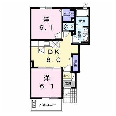 ホワイトローズA 102の間取り図