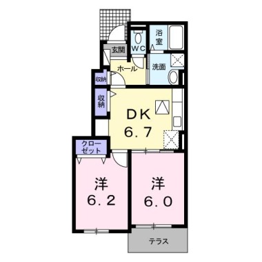 ホワイトローズB 102の間取り図