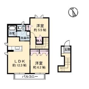 シャルマン高洲I番館 202の間取り図