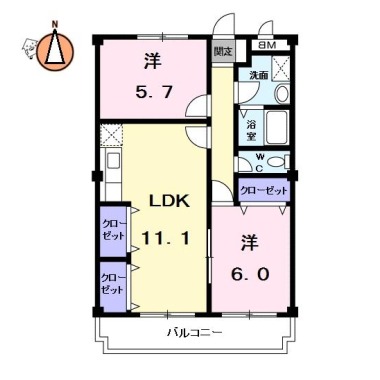 エトワール北矢三 202の間取り図