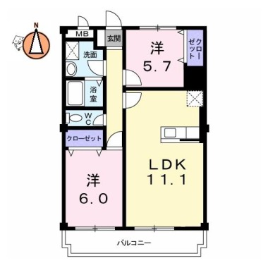 エトワール北矢三 401の間取り図