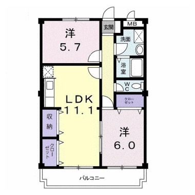 エトワール北矢三 402の間取り図