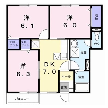 Vシャトー アロースリーIV 101の間取り図