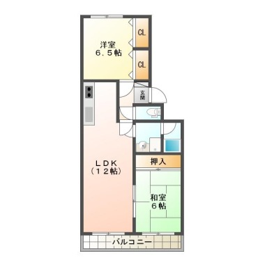 北佐古一番町 マンション 2LDK 404の間取り図