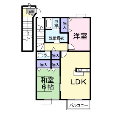 アビタシオン勝瑞J 201の間取り図