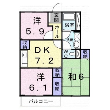 アビタシオン勝瑞A 102の間取り図