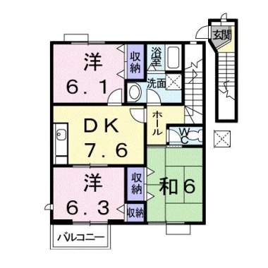 アビタシオン勝瑞A 205の間取り図