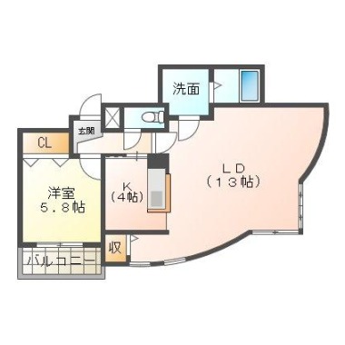 八万町 マンション 1LDK 205の間取り図