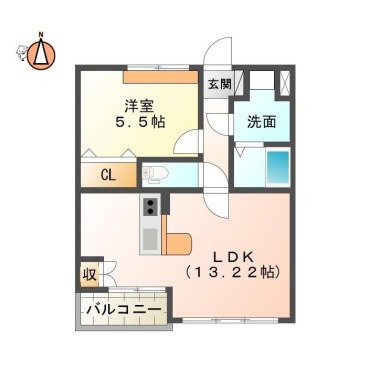 八万町 マンション 1LDK 301の間取り図