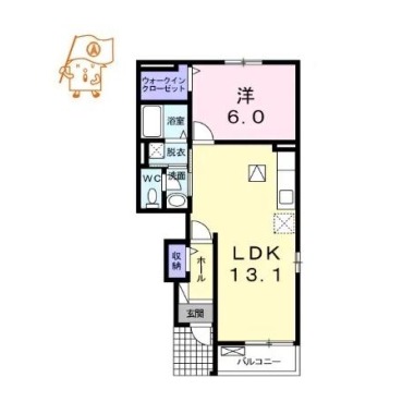 アンソレイエD 103の間取り図