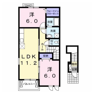 アンソレイエD 201の間取り図