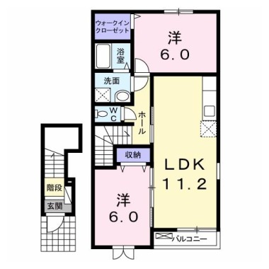 アンソレイエD 203の間取り図