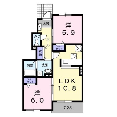 サンヴィラージュ B 103の間取り図