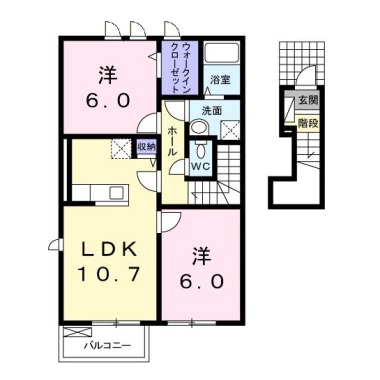 アンビエンテ南庄町 B 202の間取り図