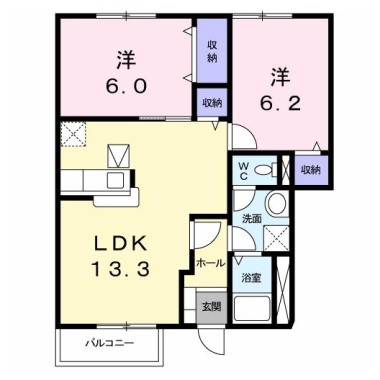 ハッピースクエアー I 102の間取り図