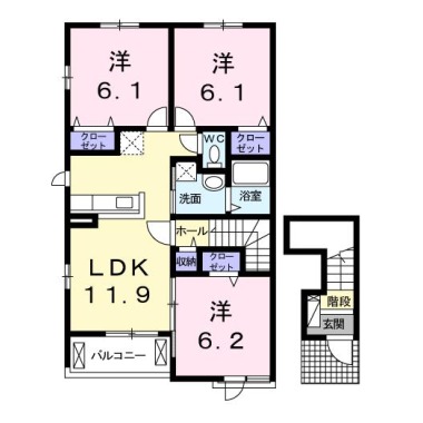ハーベスト春日野 201の間取り図