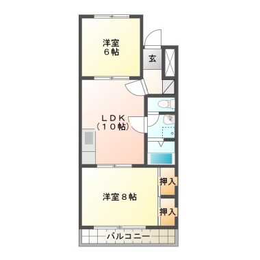 国府町和田 マンション 2LDK 1-11の間取り図