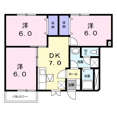 ホワイトリバー A 102の間取り図
