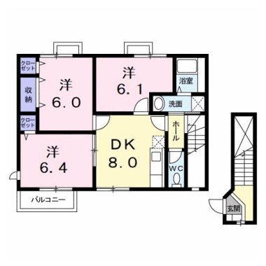 ホワイトリバー A 201の間取り図