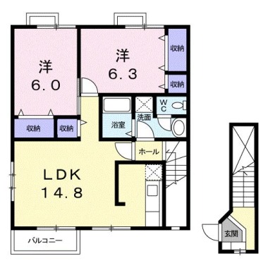 ハートフル鴨島 A 201の間取り図