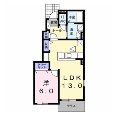 プリムローズ 南浜B 101の間取り図