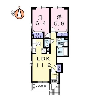藍らんどこくふD 101の間取り図