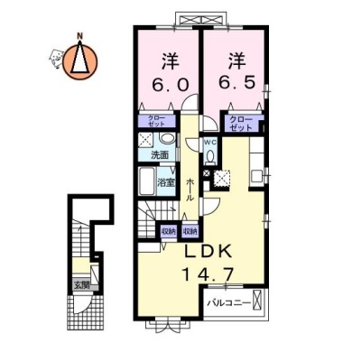 藍らんどこくふD 203の間取り図