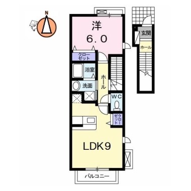 Villa鶴島B 201の間取り図