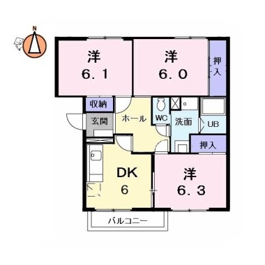 ユーメゾン内浜 202の間取り図