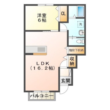 春日 アパート 1LDK 102の間取り図