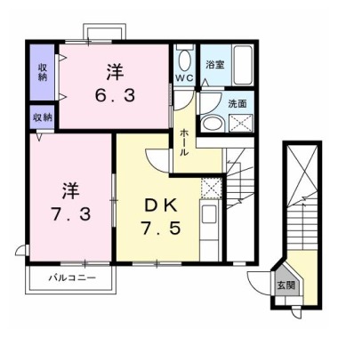 ホワイトリバー B 201の間取り図