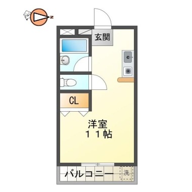 南田宮 マンション 1R 205の間取り図